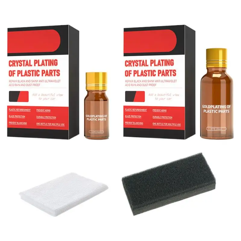 1 Set 10ml/30ml Car Plastics Parts Crystal Plating For Instrument Panels Sponge Auto Refresher Agent