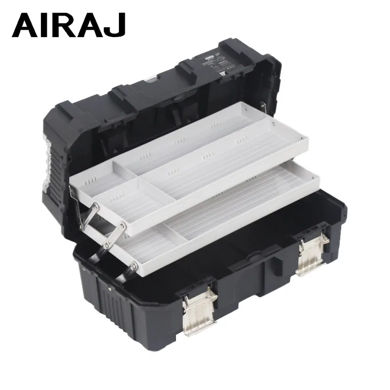 AIRAJ Hardware toolbox, household portable storage box, multifunctional three-layer toolbox, industrial grade box