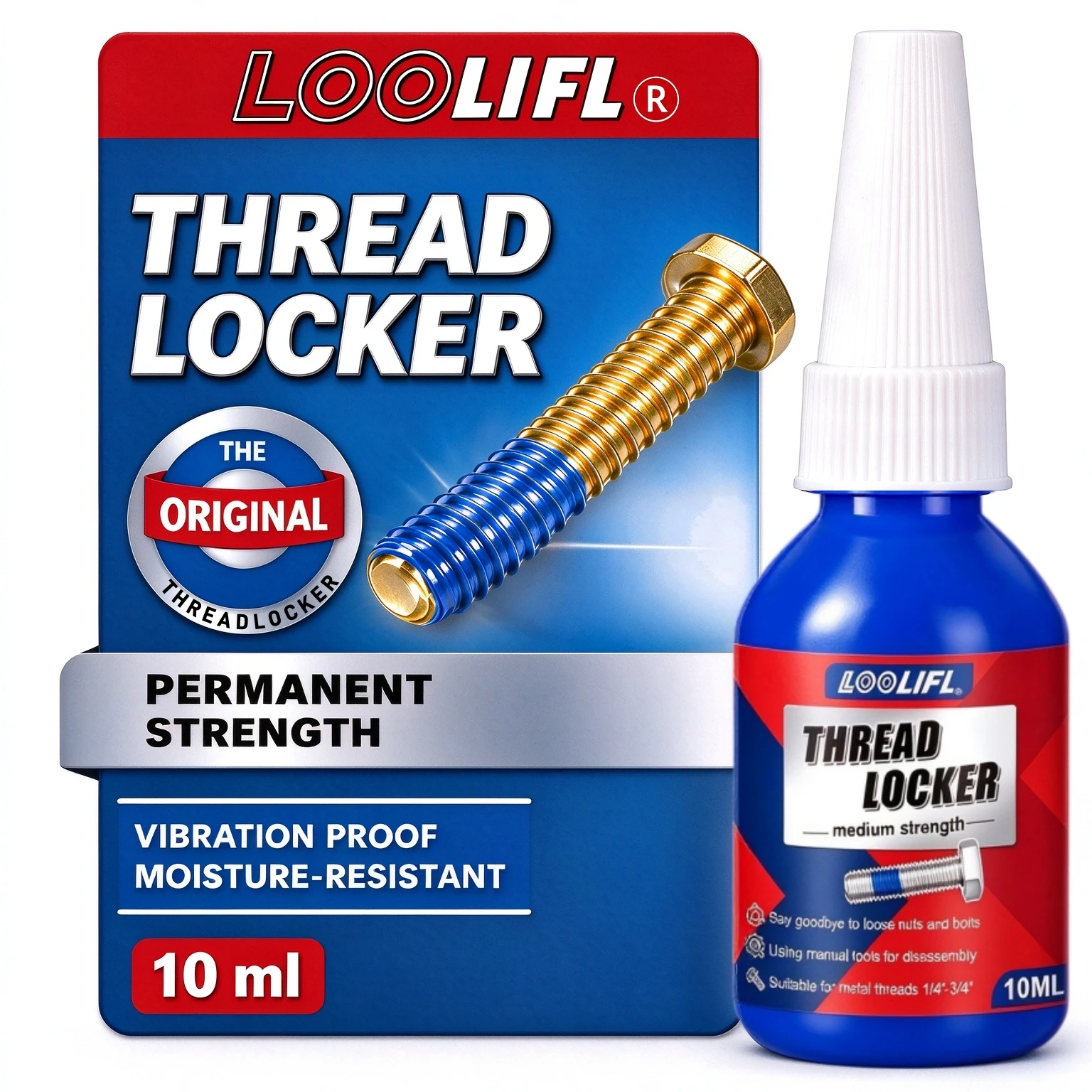 10ml 243 Threadlocker Screw Glue Quickly Cured Thread Locking Agent Anaerobic Adhesive Corrosion-Resistant Anti-Loosening Glue
