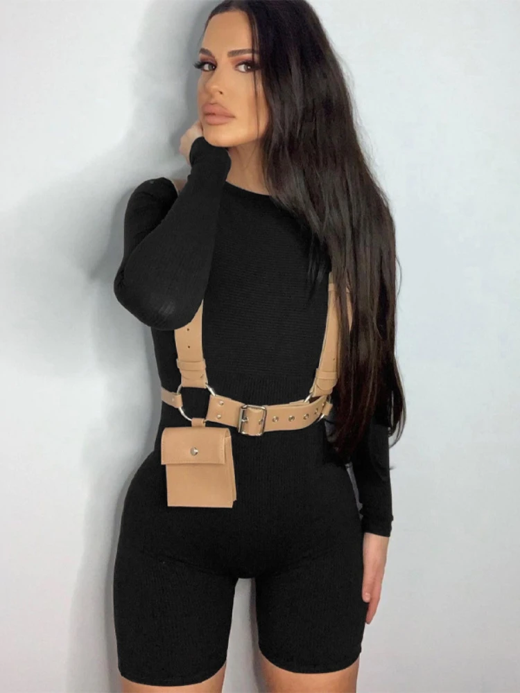 Women Bottoming O Neck Short Pants Winter Solid Knitted Sports Jumpsuits Romper Pullover Bodysuit Slim Buttocks Clothing Outfits