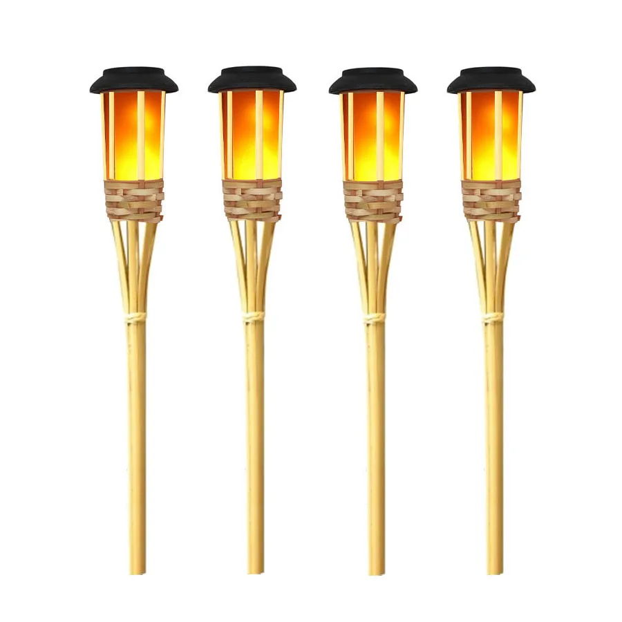 Solar Torch Lamps Outdoor Garden Pathway Lights Solar Bamboo Torch lamp with Dancing Flickering Flames for Lawn Patio Decor