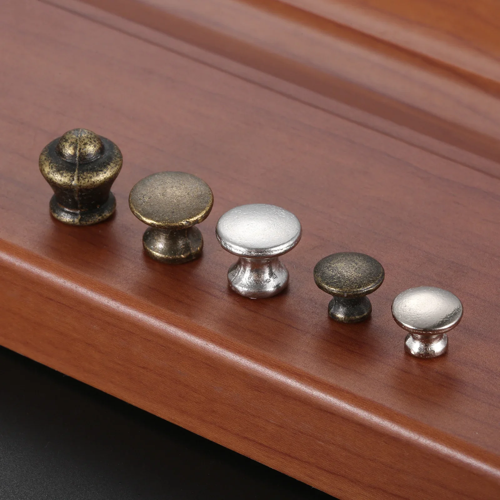 50pcs/set Metal Knob w/screw Round Multi-ridged Ring Pull Mini Handle 10/12mm Bronze/Silver Bulge Button Drawer Kitchen Cabinet