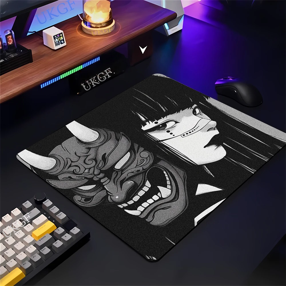 Balance Gaming Mouse Pad XL E-Sports Premium Anime Mask Girl Mousepad Gamer Locking Edge 45x40cm FPS Professional Mouse Mat