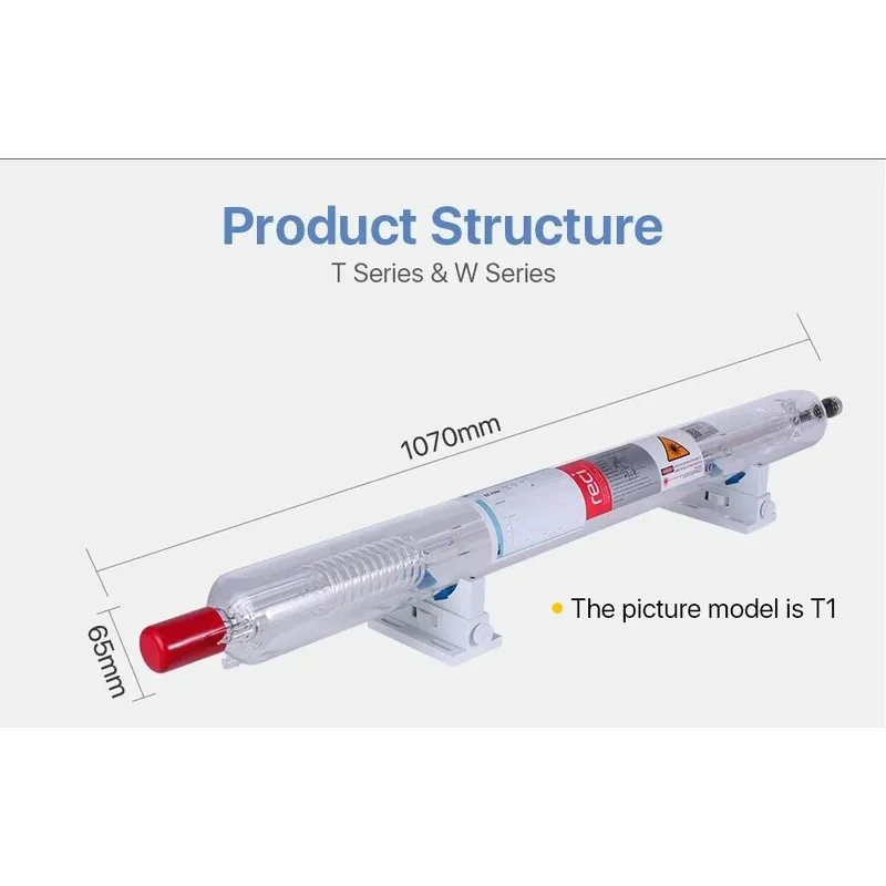 Reci W6/T6 130W Carbon Dioxide Laser Tube Wooden Packing Diameter Engraving Cutting