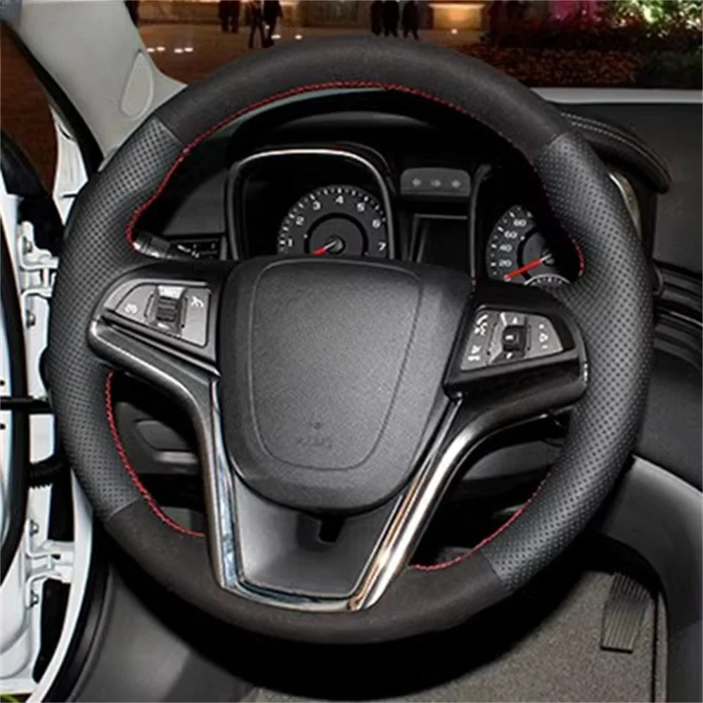 Customization Black Genuine Leather Car Steering Wheel Cover For Chevrolet Malibu 2011-2014 Volt 2011-2015 Car Accessories