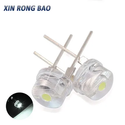 10PCS NEW F8 8mm 0.5W 3.0-3.2V Straw hat LED White Super bright LED lamp Wide Angle Transparent LED Lamp Strawhat LED