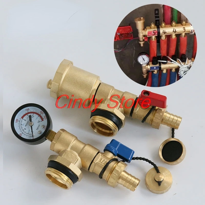 brass underfloor heating blending valve manifold automatic exhaust valve with pressure gauge for floor heating accessories