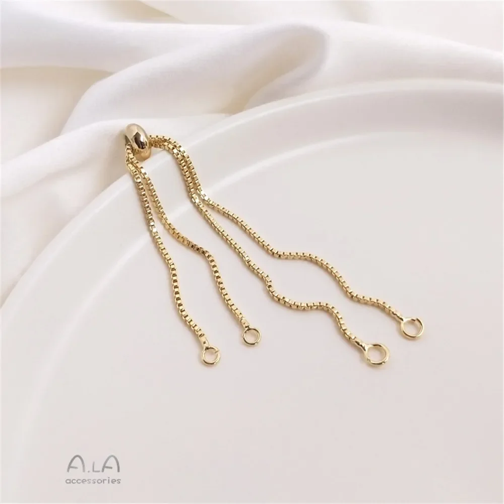 Pulseira de caixa de ouro 14k18k versão coreana com contas de silicone ajustáveis diy corrente de extensão suspensa dupla acessórios de joias
