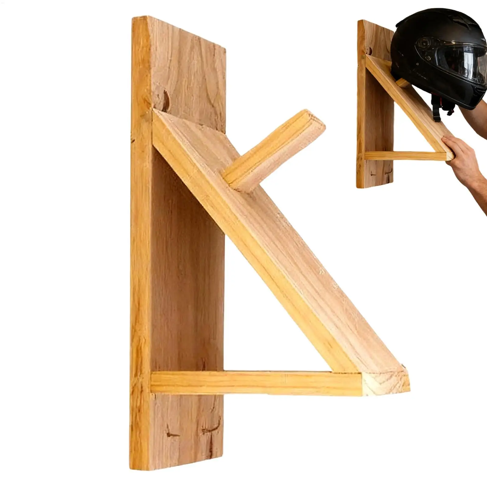 

Wall Mount Helmet Holder Wooden Gear Storage Display Motorcycle Helmet Rack Stable Load-bearing Motorcycle Helmet Wall Hanger