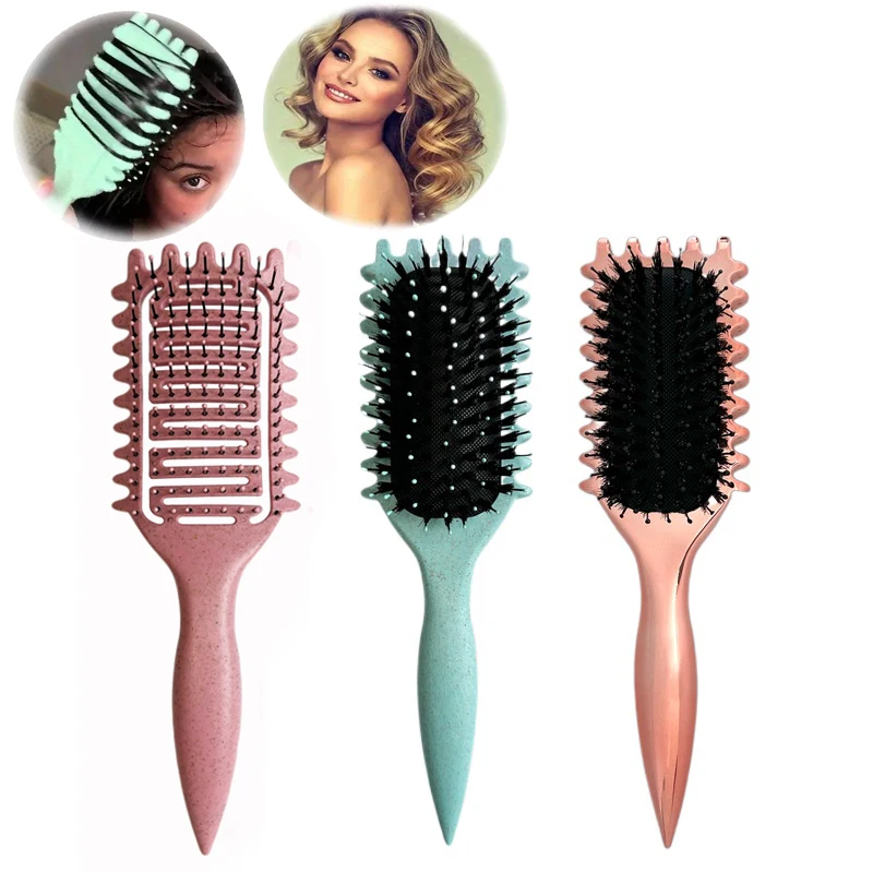 

Curl Define Styling Brush Boar Bristle Detangling Hair Brush Tangled Hair Comb Shaping Defining Curls Barber Styling Tool