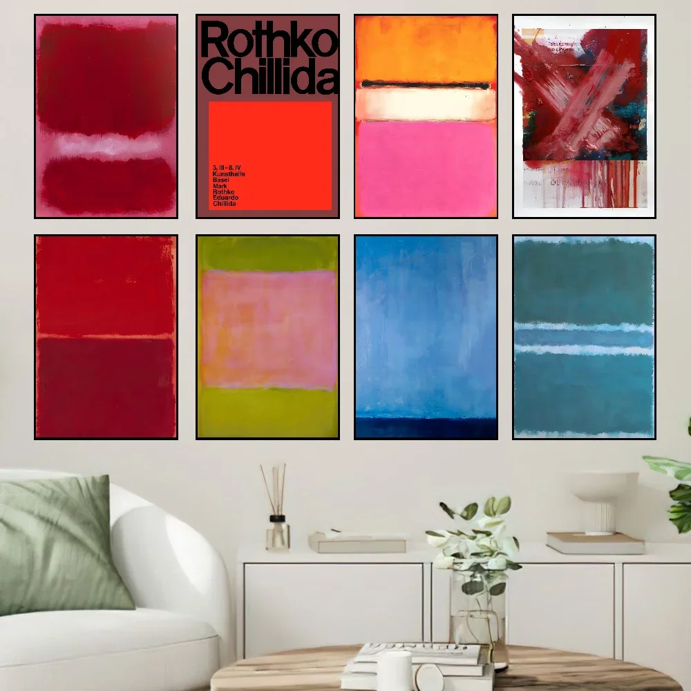 1PC Scandinavian Modern Wall Art Mark Rothko Abstract Poster Self-adhesive Art Waterproof Paper Sticker Coffee House Bar Room