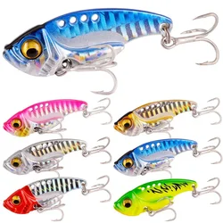 6PCS Metal VIB Lure 3D Eyes Pencil Balancer Spoon Jig Painting esche da pesca Hard Bait Sinking Vibration trespolo attrezzatura da pesca