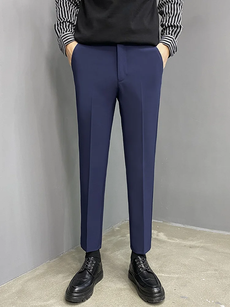 

Мужские брюки Slim Fit для делового повседневного стиля, летние, модные, прямого кроя, однотонные, в классическом стиле, эксклюзивно онлайн