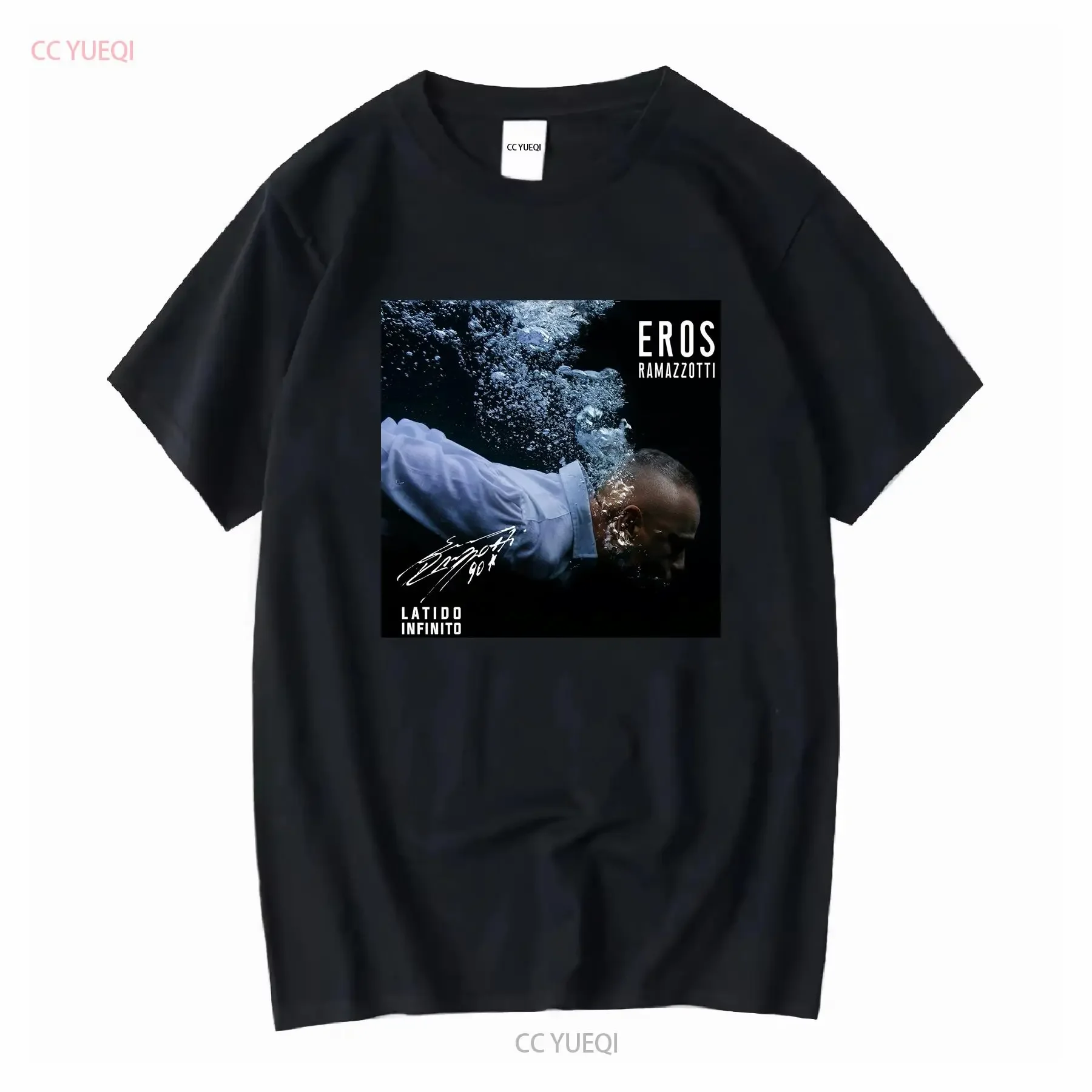 Nueva camiseta de battito infinito Eros Ramazzotti, camiseta clásica negra S 5XL Y968 de manga larga o corta, ropa de calle de moda lavada vintage
