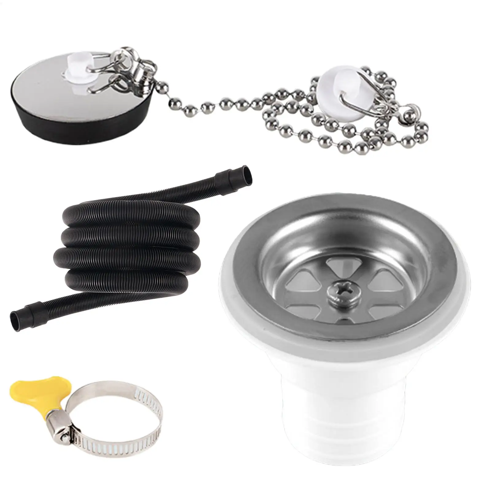 

Marine Sink Drain Angle Fitting Leak-Proof Connector Sink Waste Drain Hole Angle Fitting With Tube For RV Boat Marine Repair