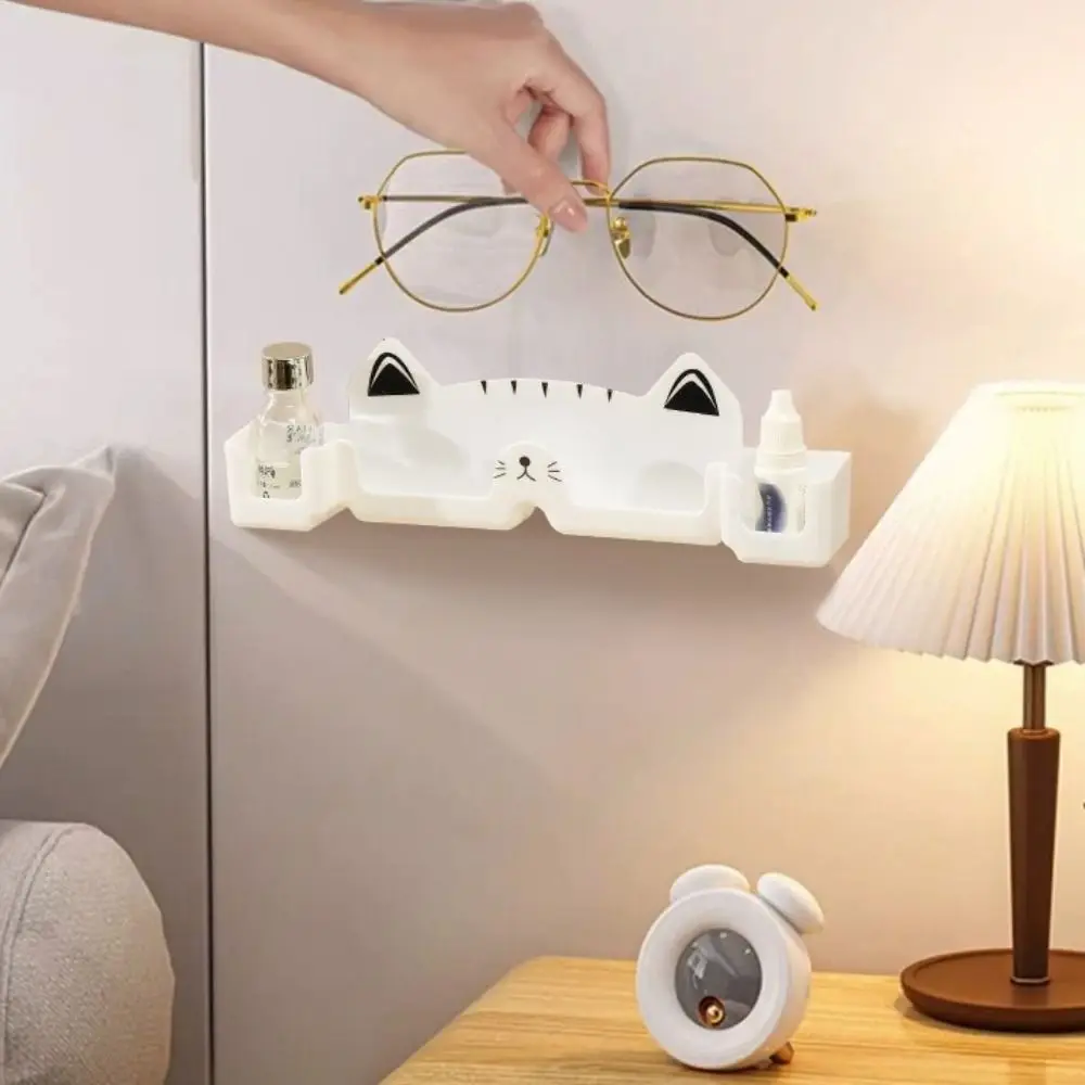 

3 Pieces Plastic Glasses Storage Box Self-adhesive Punch-free Myopia Glasses Display Rack Cute Wall Mounted