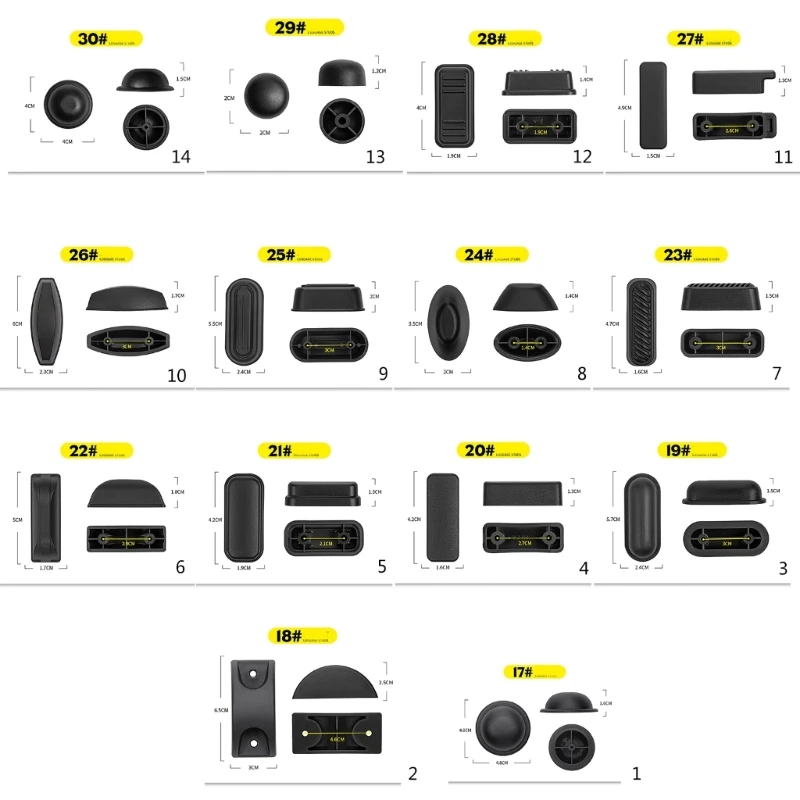 

2 Pieces/Set Replacement Luggage Feet Pads Durable Suitcase Feet Pads Plastic Luggage Studs Suitcase Stand Feet Luggage
