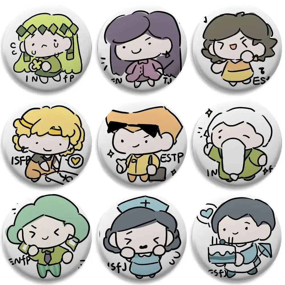 

Cute MBTI Psychology Badges Round Exquisite Badge Brooches Creative Pins For Clothes Hat Backpack Gift Accessories