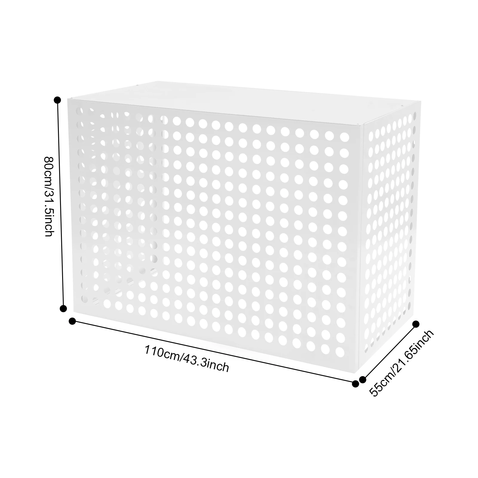 Air Conditioner Fence Four Sides for Outdoor Units White Circular Hole, Large-sized Air Conditioning Cover 1.2mm Thickness