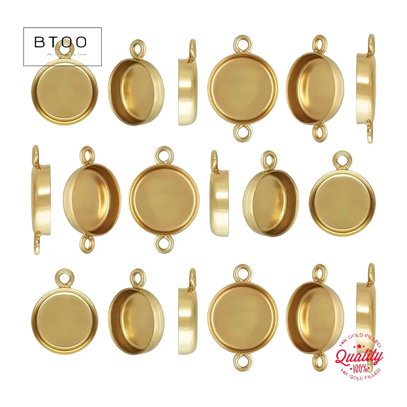 

14K Gold Filled Bezel Cup Connector Charm - 4/5/6mm Jewelry Making Supplies - Bracelet/Earring/Necklace Charm