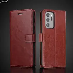 Card Holder Leather Case for Samsung Galaxy Note20 / Note 20 Ultra 5G Pu Leather Flip Cover Retro Wallet Case Fundas Coque