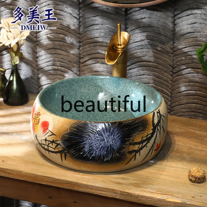 

Chinese counter basin ceramic washbasin single basin bathroom household small size washbasin
