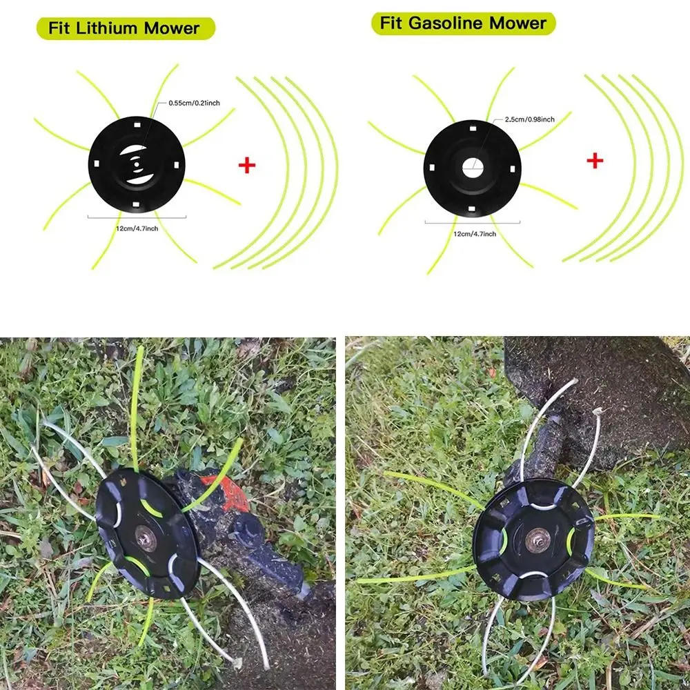 New 4 Lines Grass Trimmer Head Replacement Iron Plate Strimmer Grass Head Removal Durable Steel Lawn Mower Head