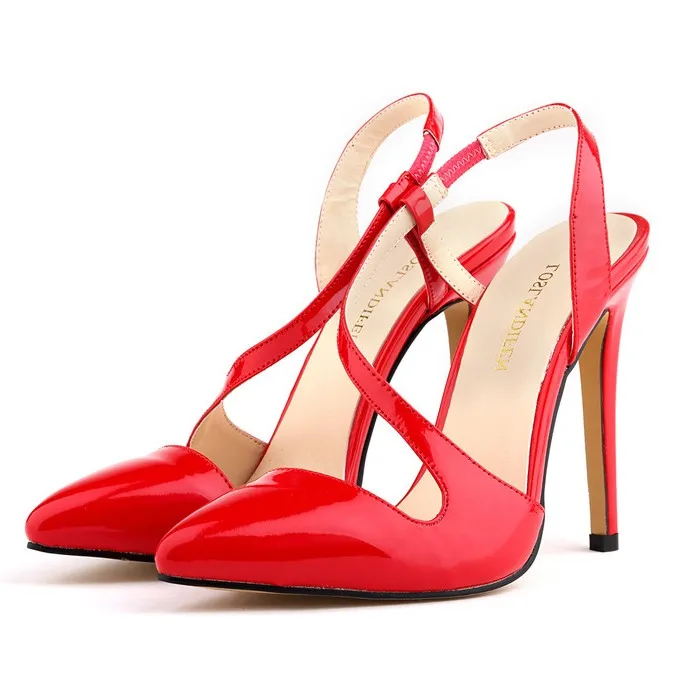 

2025 New Fashion Ankle Strap Women Sandals 11cm Thin High Heels Summer Party Dress Shoes For Woman Large Size 35-42 A0076