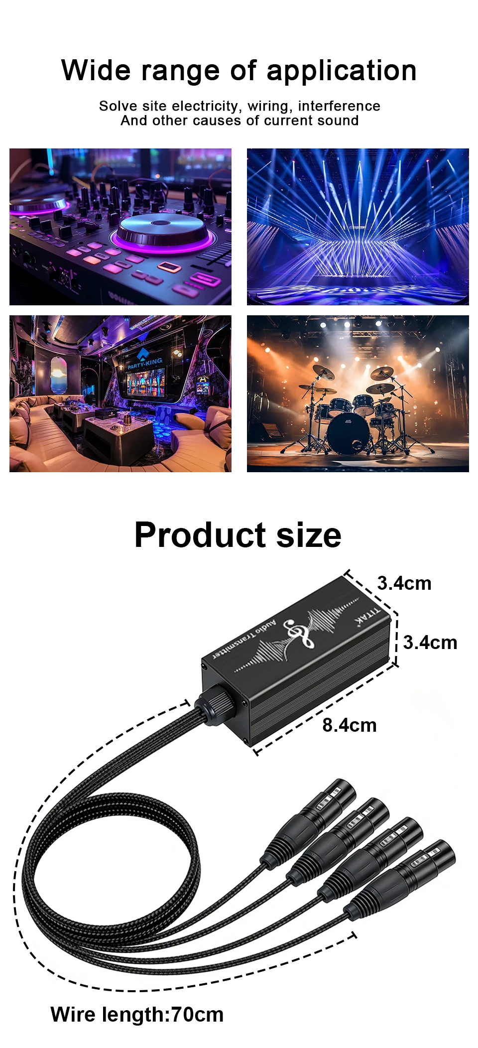 TITAK 4-Kanal 3-Pin XLR Snake Multi-Netzwerk-Extender über Cat6-Kabel für Bühnenbeleuchtung, Aufnahmestudios, Audio-DMX-Übertragung – Detail 7