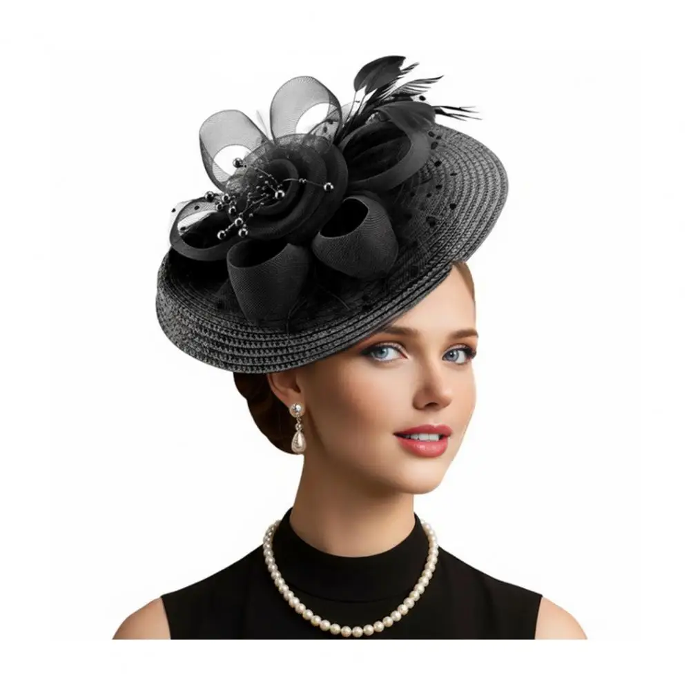 Fascinator Vintage Prom Hat Tea Party Bridal Party Cap Women Woven Hat Wedding Cocktail Retro Hair Accessories