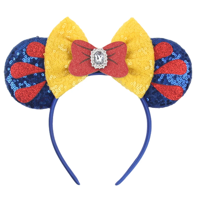 2025 Disney New Mickey Mouse Ear Headband Sequin Bows Girl A