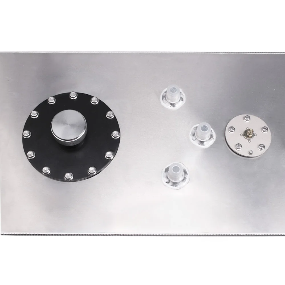 Tanque de sobretensão de combustível de boleto de alumínio 50L RASTP com sensor de tampa Plugue de porta AN8 Sillver preto RS-OCC031