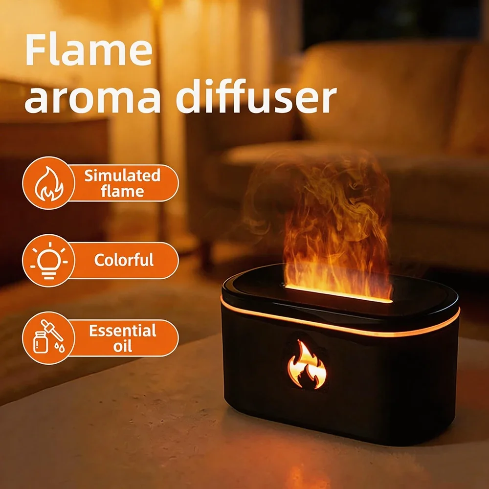 Essential Oil Diffuser, Fireplace Fire Flame Aromatherapy Diffuser, 200ml Ultrasonic Cool Mist Humidifier, Scent Aroma Diffuser