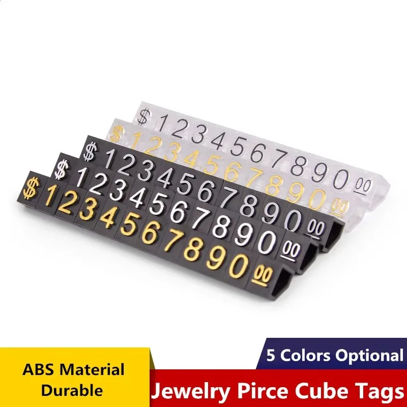 10 Strips 4x6mm Dollar Eur Jewelry Price Cube Tags Adjustable Assembly Number Letter Angled Mini Pricing Label Display Stand