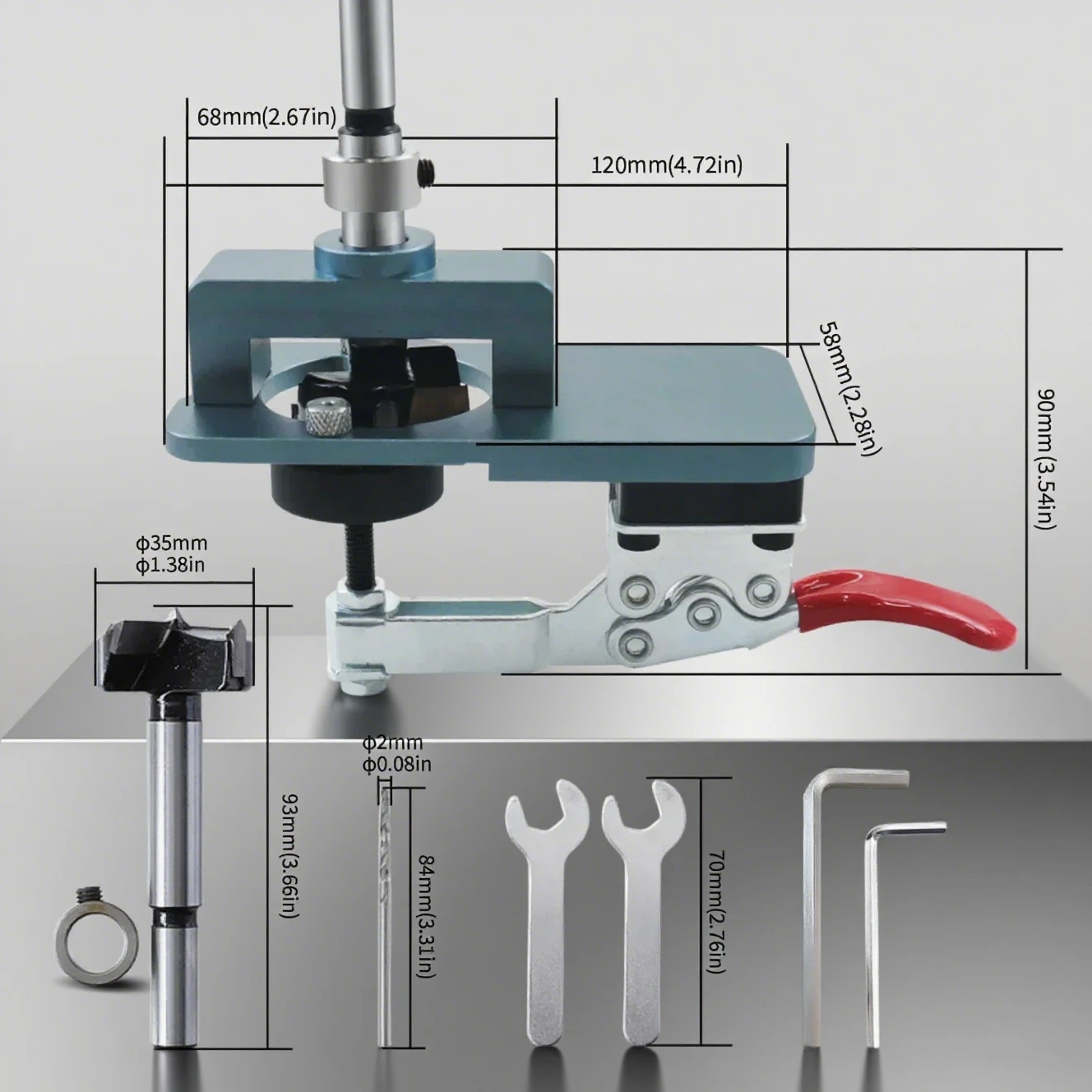 35mm Concealed Hinge Drilling Jig Set - Cabinet Door Hinge Hole Guide Template Opener Puncher Locator for DIY Projects Tools
