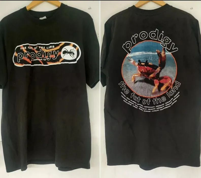 تي شيرت Vintage 90s Prodigy band '97 The Fat of the Land الأساسية، مقاس S-5XL