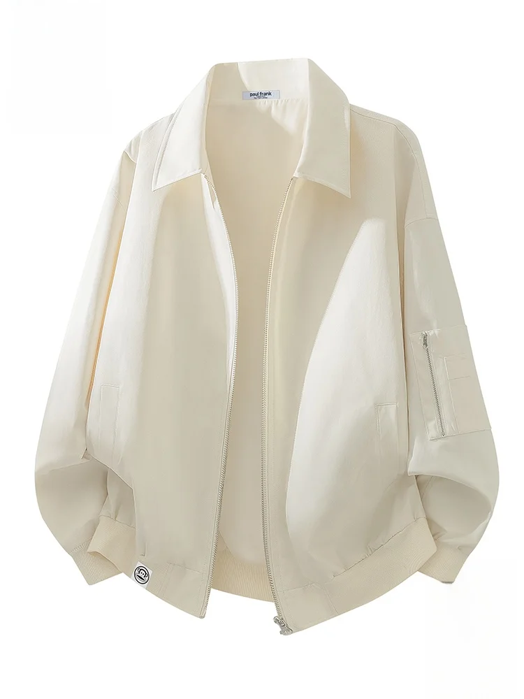 

PaulFrank Spring New Sle Pure Color Pilot Jaet Men's Casual Workwear Coat Zipper Closure Polyester Fiber Anti-Wrinkle