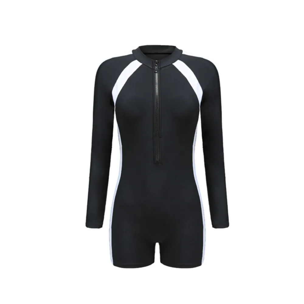 

Quick-Dry One Piece Swimsuit Slimming Design Black And White Patchwork Sports Swimwear Professional Grade Bodysuit Cut