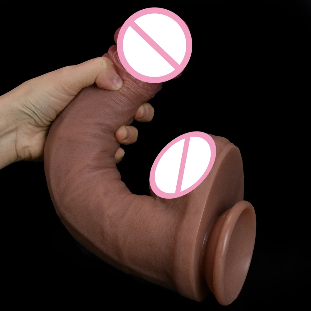 Skin Feeling Realistic Penis Soft Sexy Huge Dildo Female Masturbator Double-layer Silicone Skin Color Big Dick Anal Plug Sex Toy