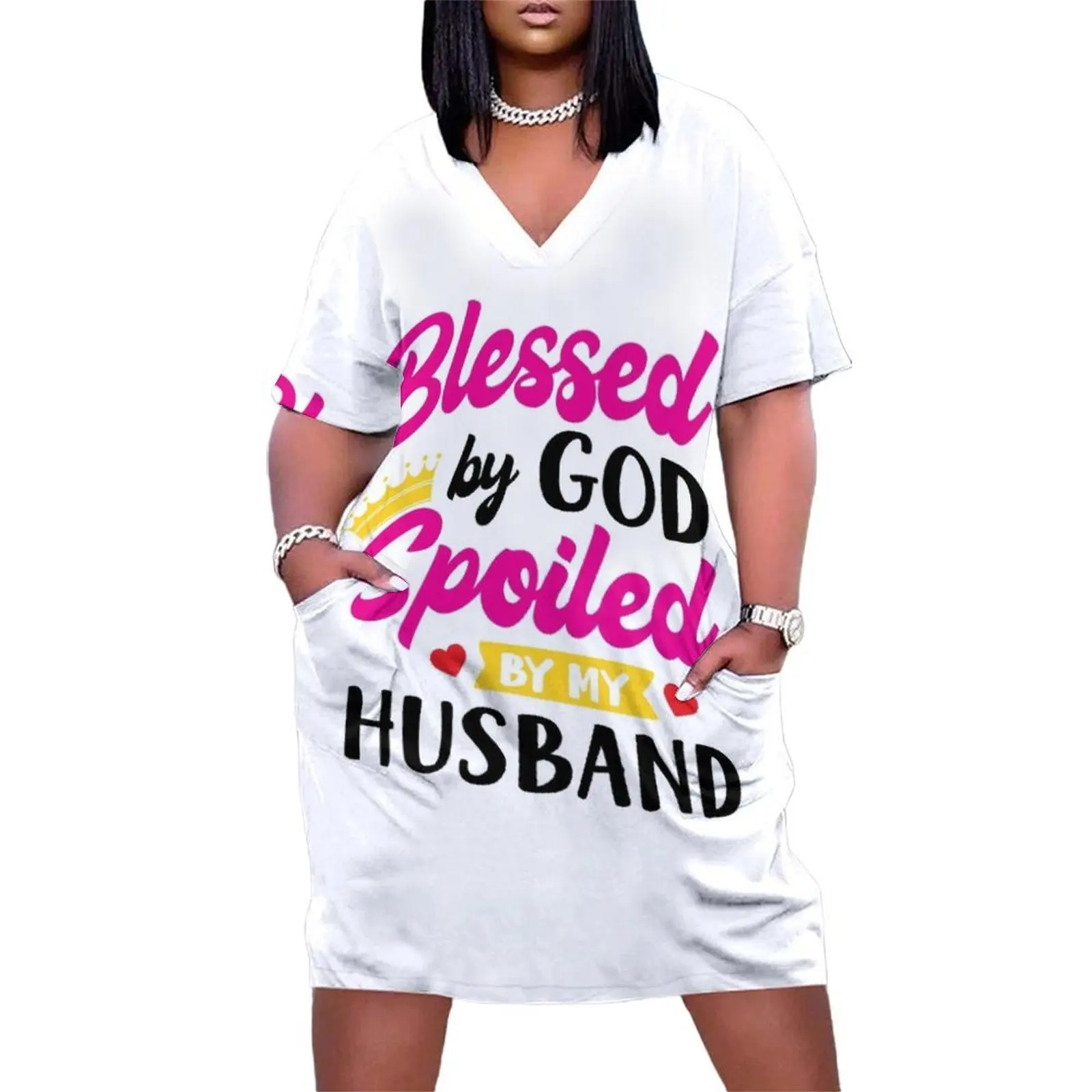 Blessed By God Spoiled By My Husband Loose Pocket Dress women formal occasion dresses dresses for woman 2024