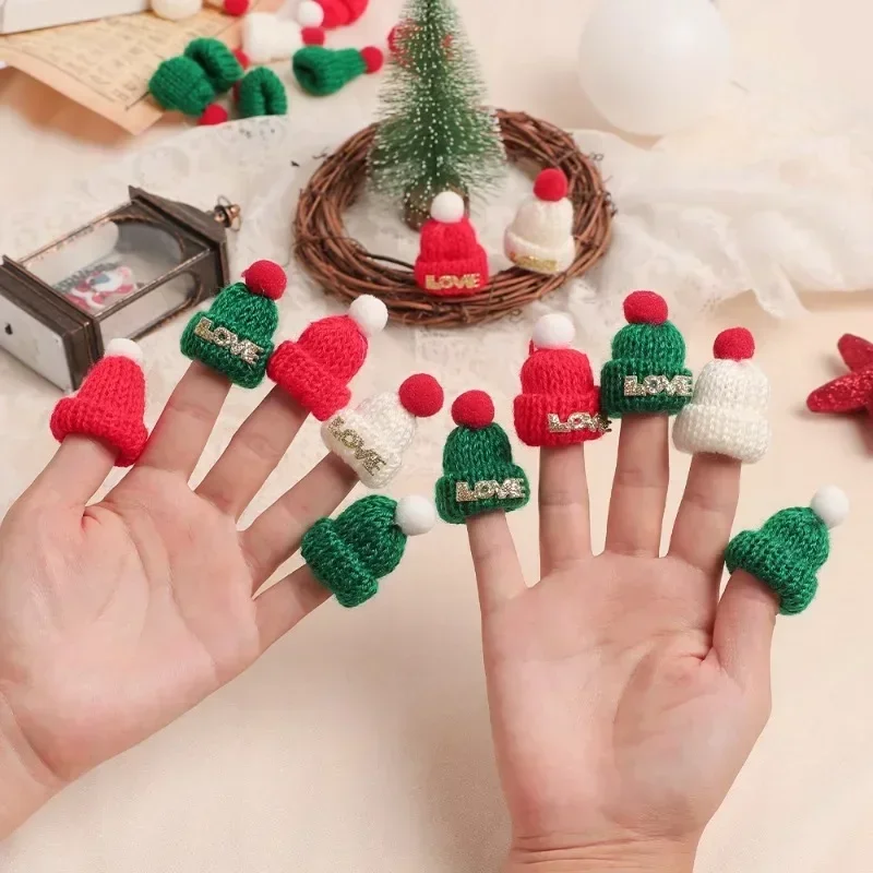 

Мини-LOVE вязаная рождественская шапка Рождественский шарф шляпа на палец фигурки куклы украшения DIY рождественские украшения товары для вечеринок