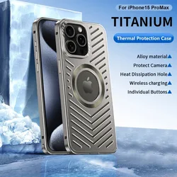 HOCE Luxury Metal Heat Dissipation Magnetic Phone Case For iPhone 12 13 14 15 16 17 Pro Max MagSafe Case Aluminum Cooling Cover