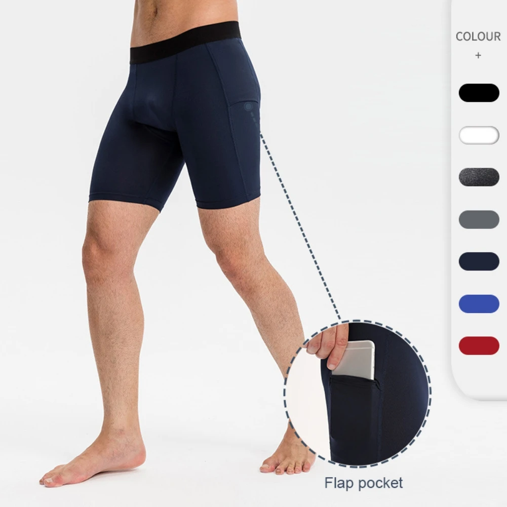 Men Short Pant Jogging Fitness Shorts Tight Men's Running Shorts Quick Drying Basketball Training Bottoming Shorts with Pockets