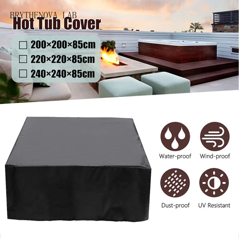 Housse de protection imperméable pour spa, piscine, jardin extérieur, cour, anti-feuilles, anti-UV, protège-bain à remous, housses anti-poussière