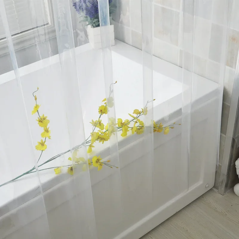 KKTNSG Transparent Plastic stall curtains Waterproof Clear Shower Curtain for bathroom  Mildew EVA Home Plastic with Hooks