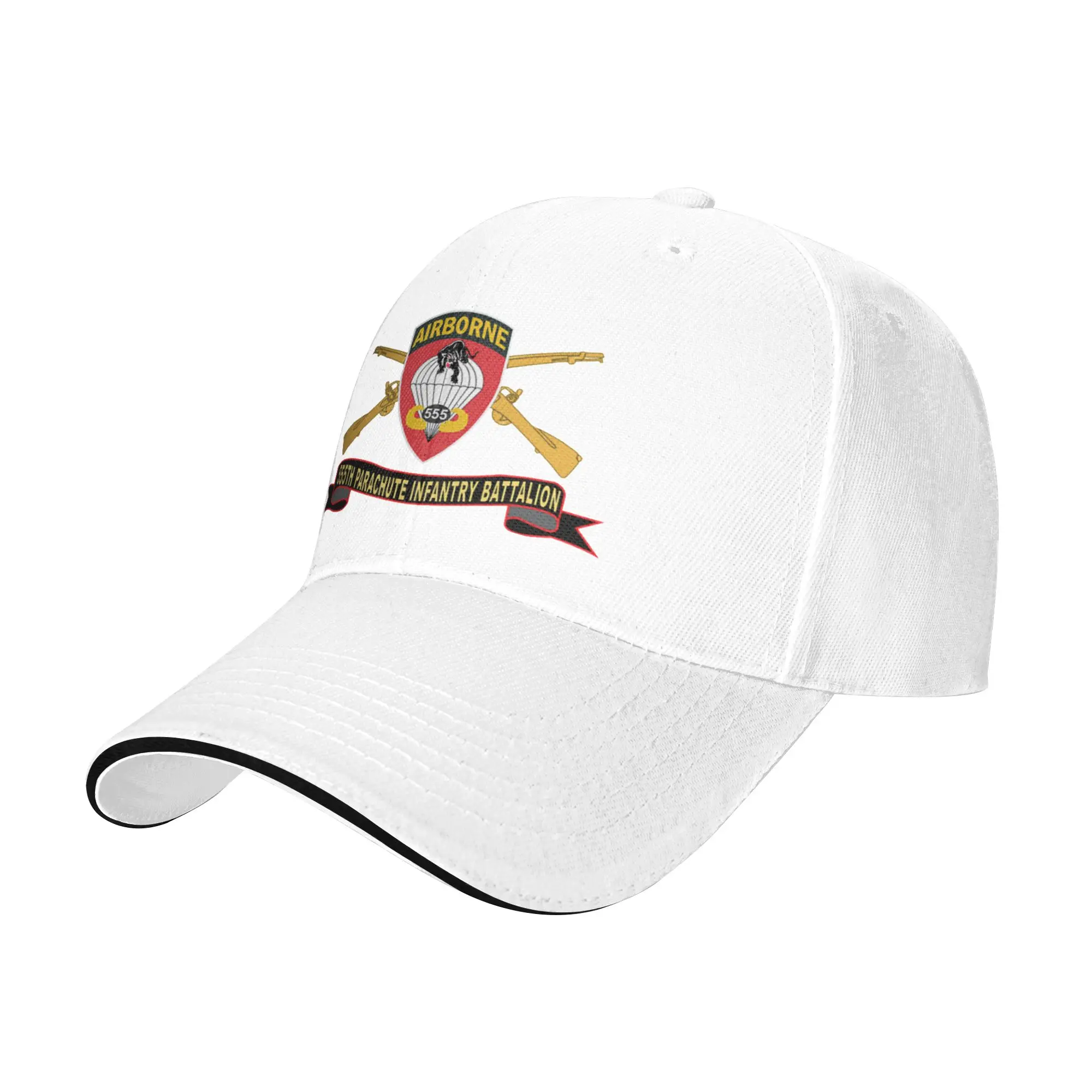 Army - 555th Parachute Infantry Battalion - SSI - Black - Red w Br - Ribbon X 300 Gift For Children Men Women A Baseball Cap Hat
