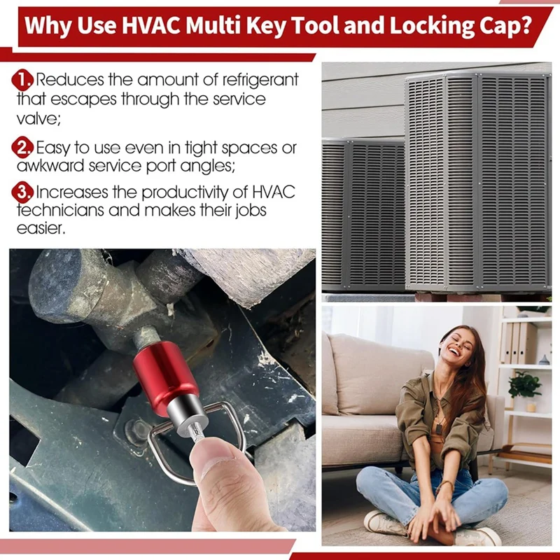 A81M New HVAC Key Tool And 1/4 Locking Cap R410, Compatible With 410A And R22 Refrigerant Caps, For HVAC Installation And Remova