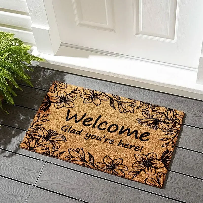 Faux Coconut Fiber Door Mats Indoor Outdoor Anti Slip Antiwear Hallway Carpet Area Rugs Front Door Floor Mats Entrance Doormat