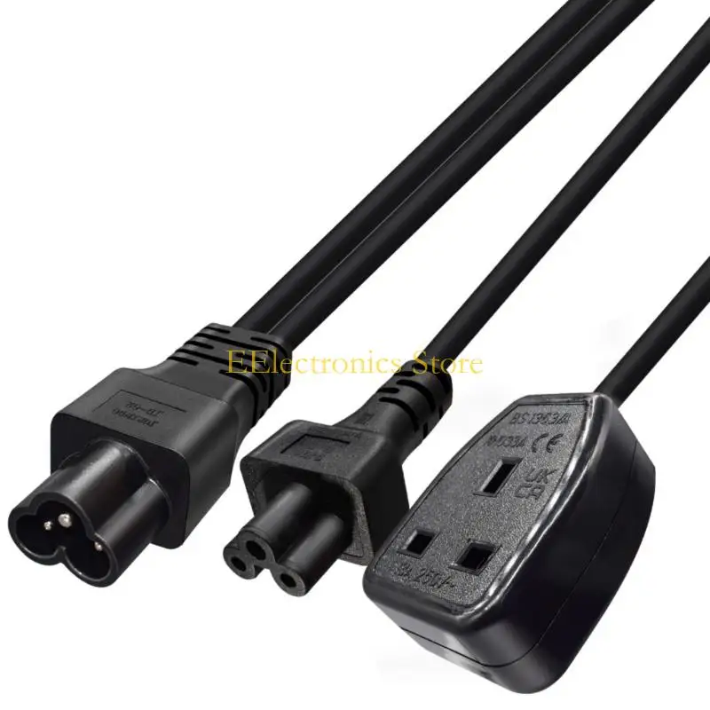 B03C 30Cm Long Computer Power Splitter Cable IEC320 Plug To C5 Connectors And British Socket Converters Cord Wire