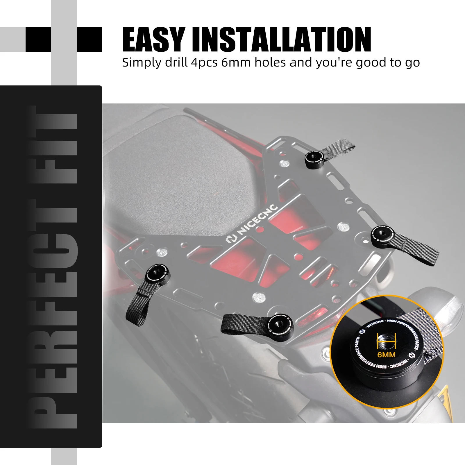 NICECNC Rear Luggage OS-Rack Loops For KTM Enduro Honda Husqvarna Suzuki Yamaha Tenere Husaberg GasGas Beta Honda Kawasaki Bmw